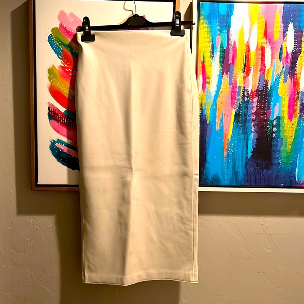 Zara white leather like midi skirt